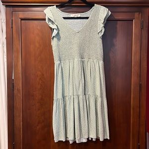 LOFT Polka Dot Smocked Dress Sz LP